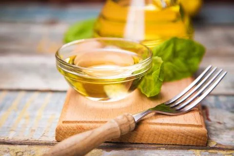 Oil with basil Stock Photos