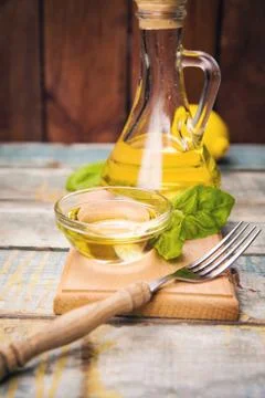 Oil with basil Stock Photos