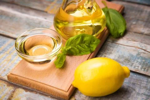 Oil with basil Stock Photos