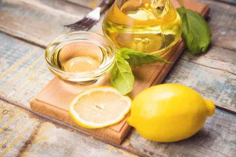 Oil with basil Stock Photos