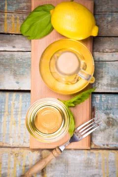 Oil with basil Stock Photos