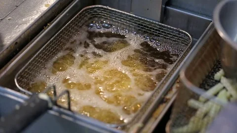 Oil is boiling deep in frying Stock Footage 73981507