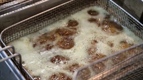 Oil is boiling deep in frying Stock Footage 76082362