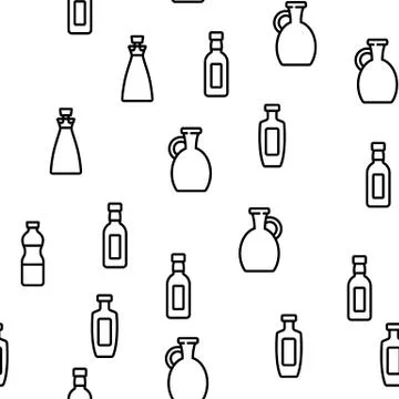 Oil Bottle Package Vector Seamless Pattern Stock Illustration