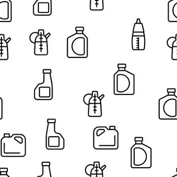 Oil Bottle Package Vector Seamless Pattern Stock Illustration