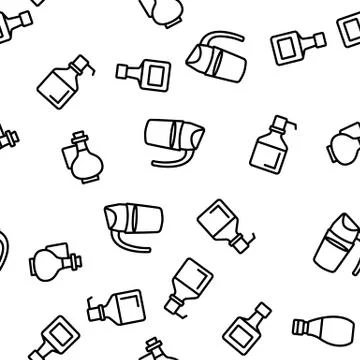 Oil Bottle Package Vector Seamless Pattern Illustrazione stock