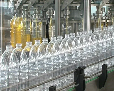 Oil bottling conveyor Stock Footage 604570