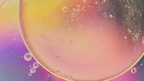Oil bubble moving on water concept minimal background Stock Footage 247354677