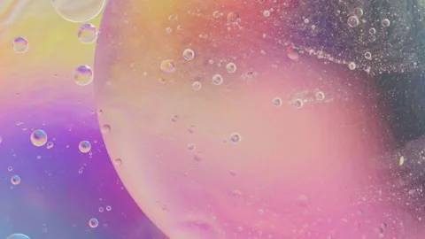 Oil bubble moving on water concept minimal background Stock Footage 247354764