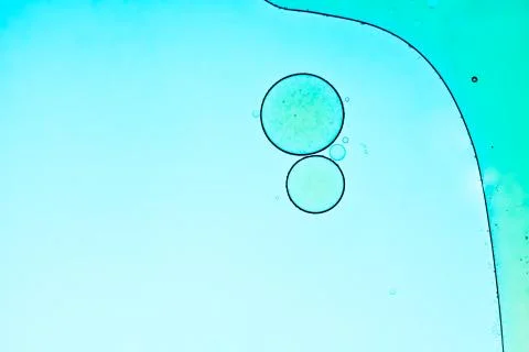 Oil bubbles abstract blue background Stock Photos