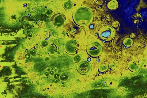 Oil bubbles inside water base form patterns Stock Illustration