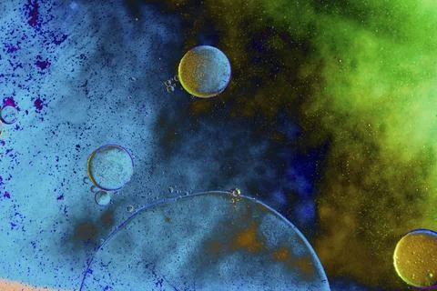 Oil bubbles inside water base form patterns Stock Illustration