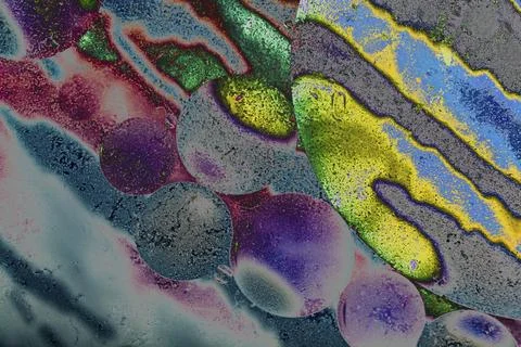 Oil bubbles inside water base form patterns Stock Illustration