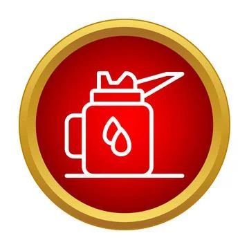 Oil can container with lubrication drops on red background Stock Illustration