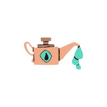 Oil Can Dripping Drops Flat Color Icon Illustration Stock Illustration