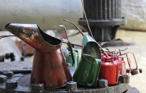 Oil Cans. Stock Photos