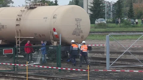 Oil cargo train crash Stock Footage 41859282