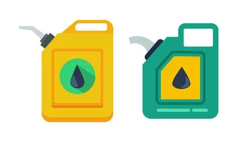 Oil container flat icon set with lubricant canister and fluid storage designs Stock Illustration