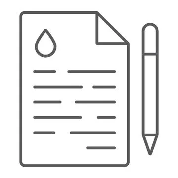 Oil contract thin line icon, deal and fuel, agreement sign, vector graphics, a Ilustración de archivo