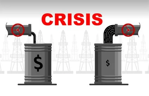 Oil crisis concept. Decrease or increase in oil and hydrocarbon production. E Stock Illustration