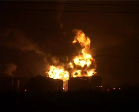 OIL DEPOT FIRE Stock Footage