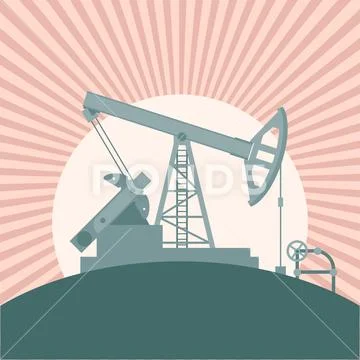 Oil derrick banner Stock Illustration