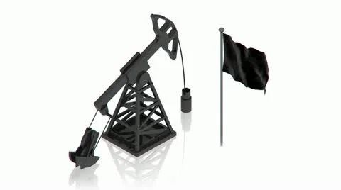 Oil derrick with black flag 스톡 동영상 11883166