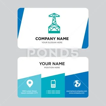 Oil derrick business card design template Stock Illustration