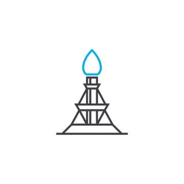 Oil derrick linear icon concept. Oil derrick line vector sign, symbol Stock Illustration