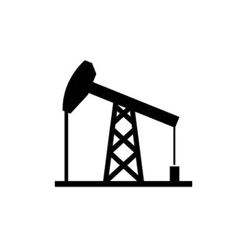 Oil Derrick, Mining Pump Tower Flat Vector Icon Stock Illustration