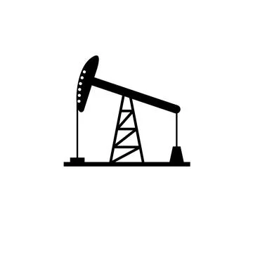Oil Derrick, Mining Pump Tower Solid Flat Vector Icon Isolated on White Backg 스톡 일러스트