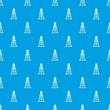 Oil derrick pattern vector seamless blue Stock Illustration