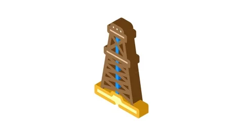Oil derrick petroleum engineer isometric icon animation Stock Footage 327291853