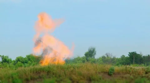 Oil Derrick Symbolically In The Fire Video stock 52555487