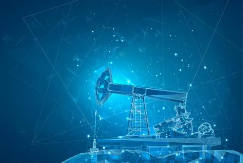 Oil derrick. vector 3d object. mining of minerals. abstract explosion of part Stock Illustration