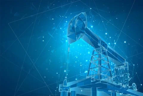 Oil derrick. vector 3d object. mining of minerals. abstract explosion of part Stock Illustration