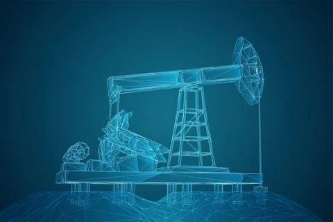 Oil derrick. vector 3d object. mining of minerals. Stock Illustration