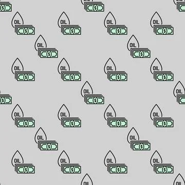 Oil with dollar cash vector colored seamless pattern Illustrazione stock