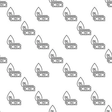 Oil with dollars vector seamless pattern in outline style Stock Illustration