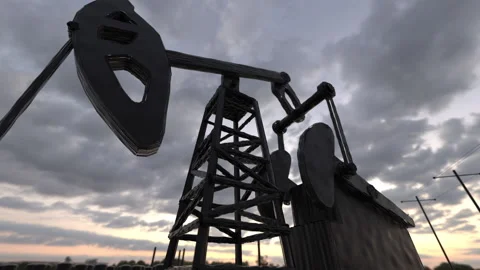 Oil donkeys or pump jacks. Infinity loop. 3d rendering Stock Footage 132271112