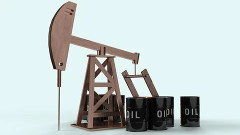 Oil drilling machine 3d rendering for petroleum content. Stock Illustration