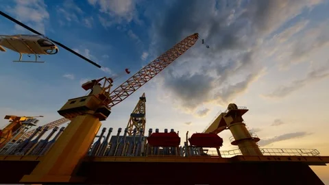 Oil drilling platform 3D animation Stock Footage 311986260
