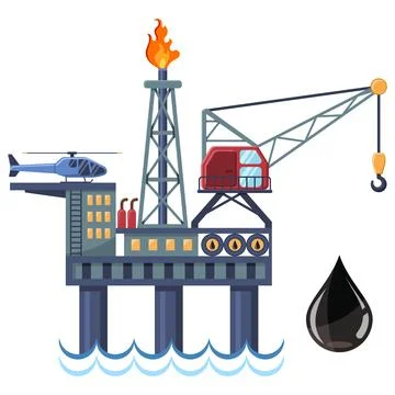Oil drilling platform concept Stock Illustration