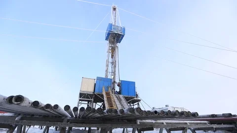 Oil drilling rig Stock Footage 91351266