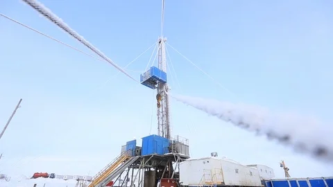 Oil drilling rig Stock Footage 91351298