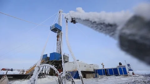 Oil drilling rig Stock Footage 91351393
