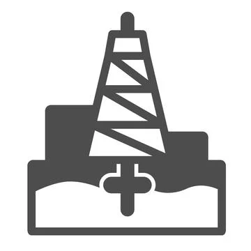 Oil drilling rig solid icon, oil industry concept, rig tower vector sign on Illustrazione stock