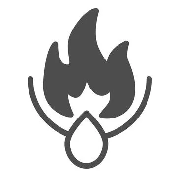 Oil drop and fire flame, ignition solid icon, oil industry concept, inflammation Stock Illustration