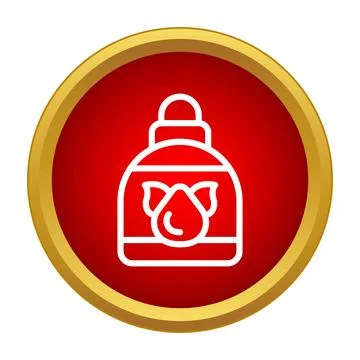 Oil drop bottle vector icon on red circle 스톡 일러스트