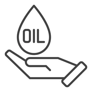 Oil drop on Hand vector linear icon or logo element 스톡 일러스트